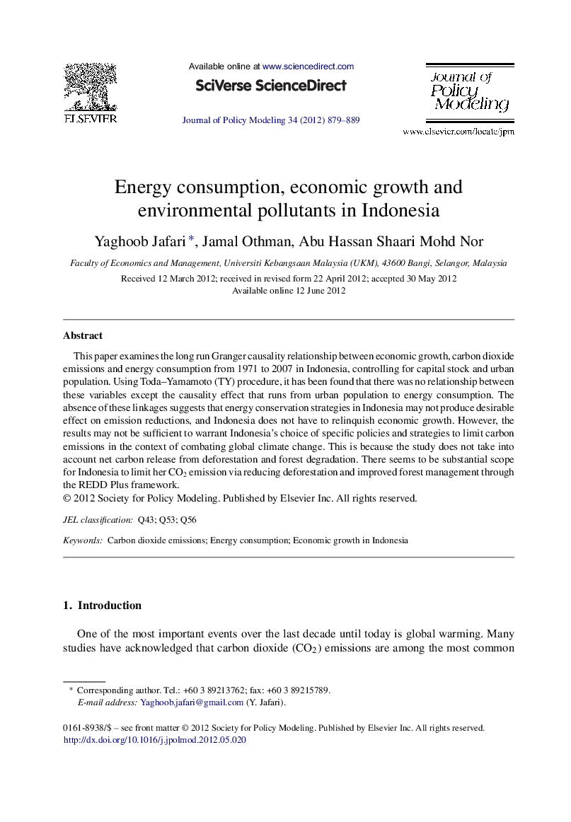 Energy consumption, economic growth and environmental pollutants in Indonesia