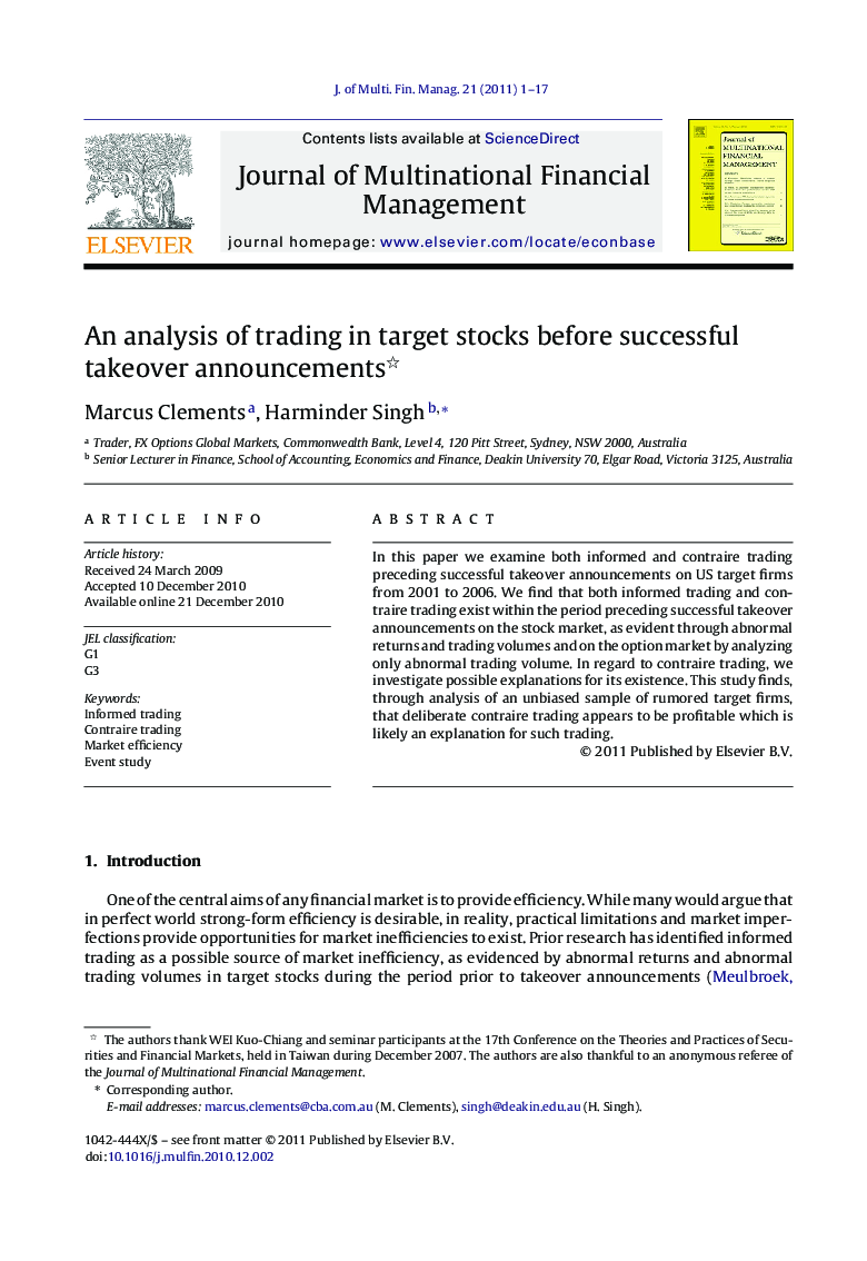 An analysis of trading in target stocks before successful takeover announcements 