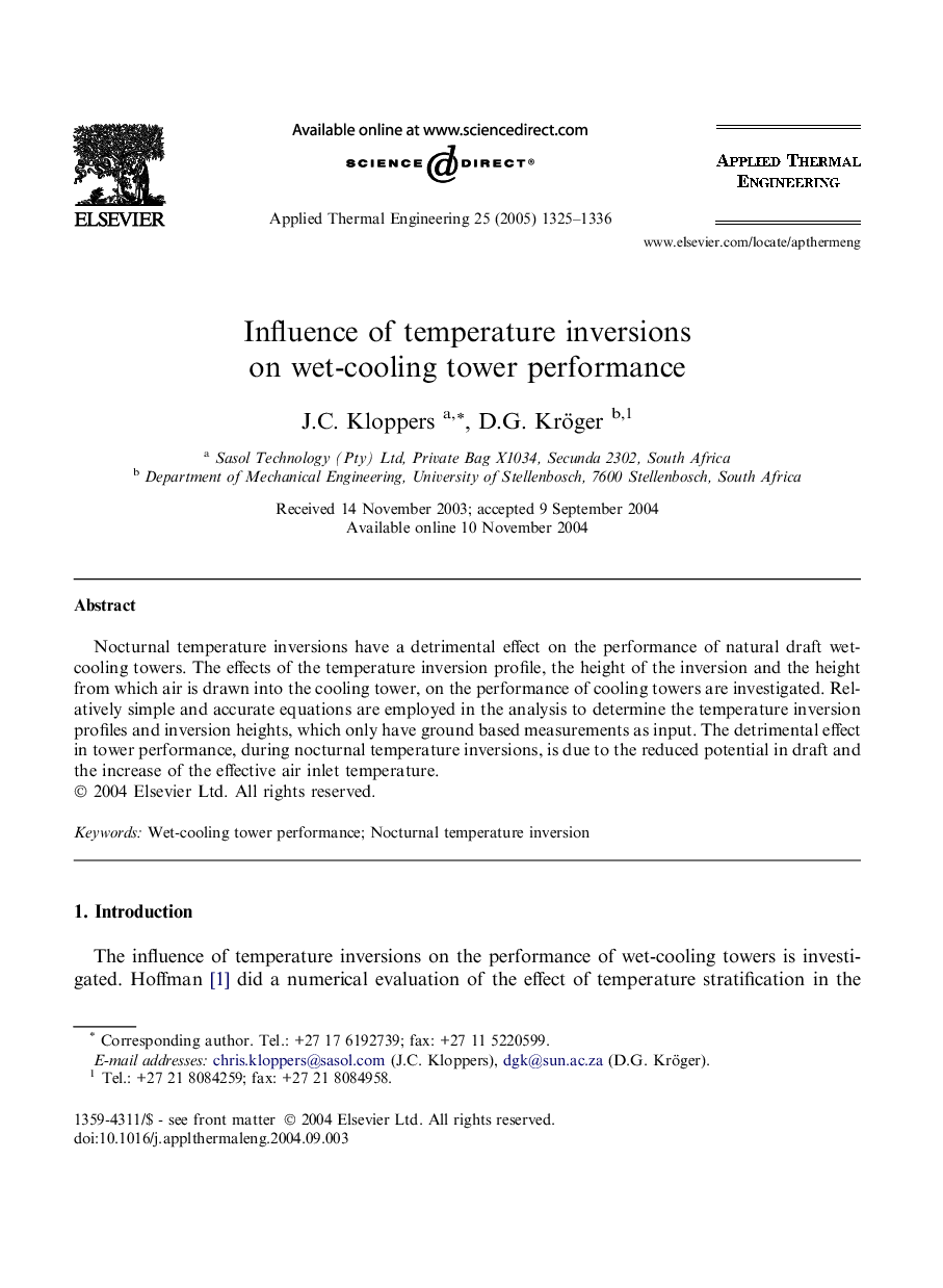 Influence of temperature inversions on wet-cooling tower performance