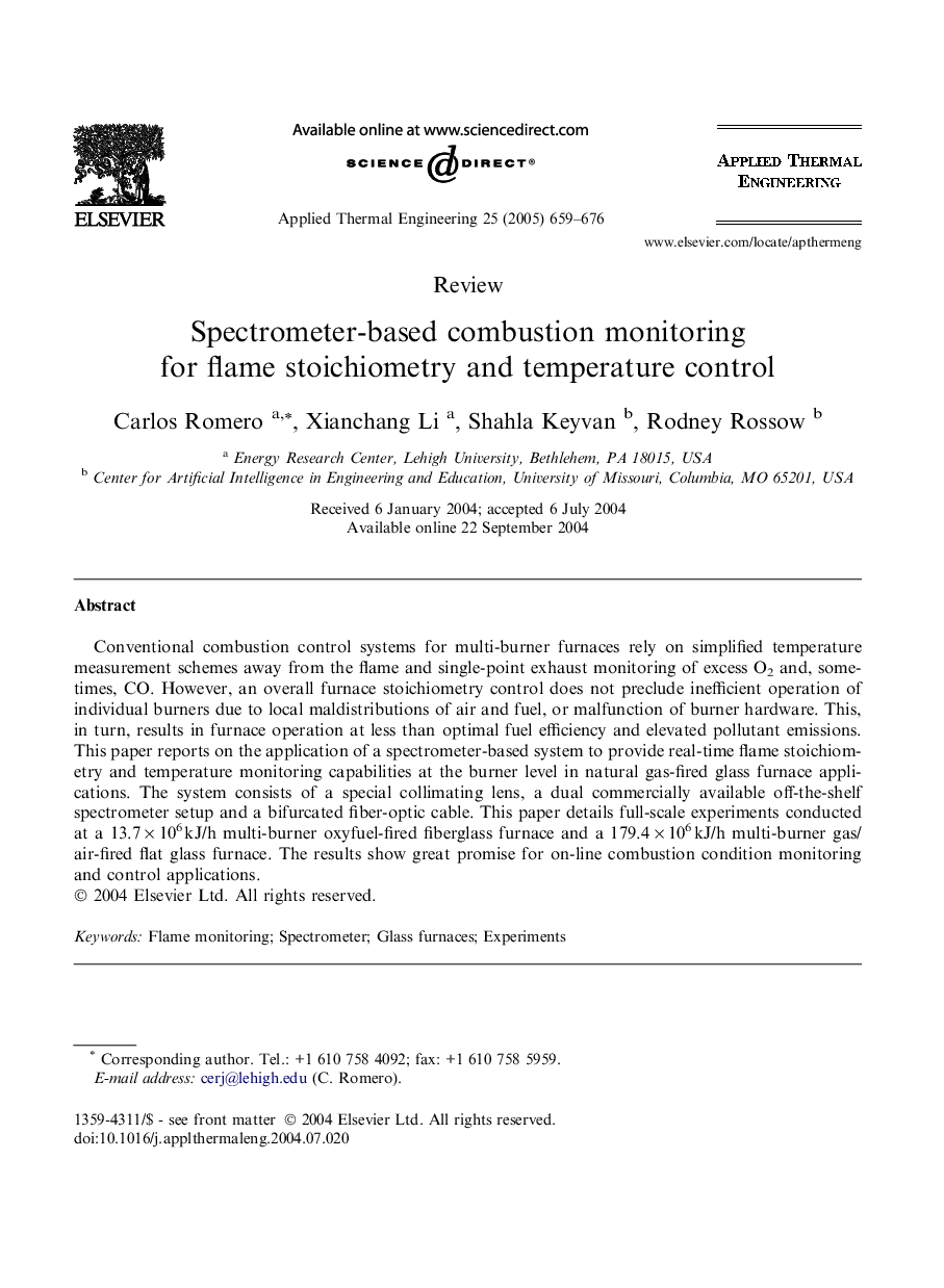 Spectrometer-based combustion monitoring for flame stoichiometry and temperature control