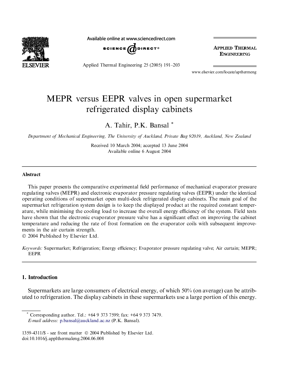 MEPR versus EEPR valves in open supermarket refrigerated display cabinets