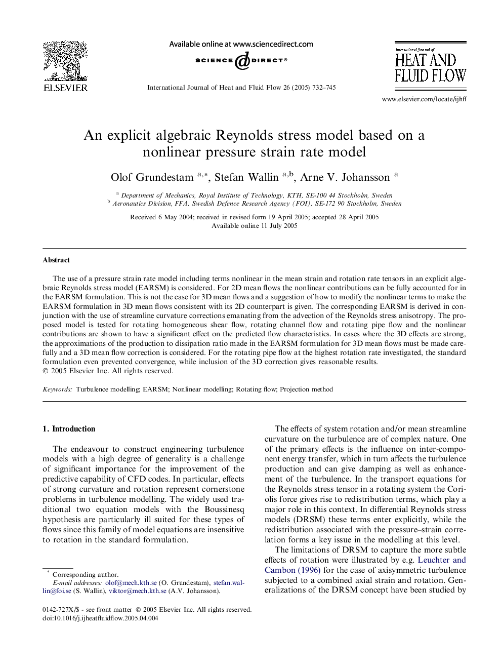 An explicit algebraic Reynolds stress model based on a nonlinear pressure strain rate model