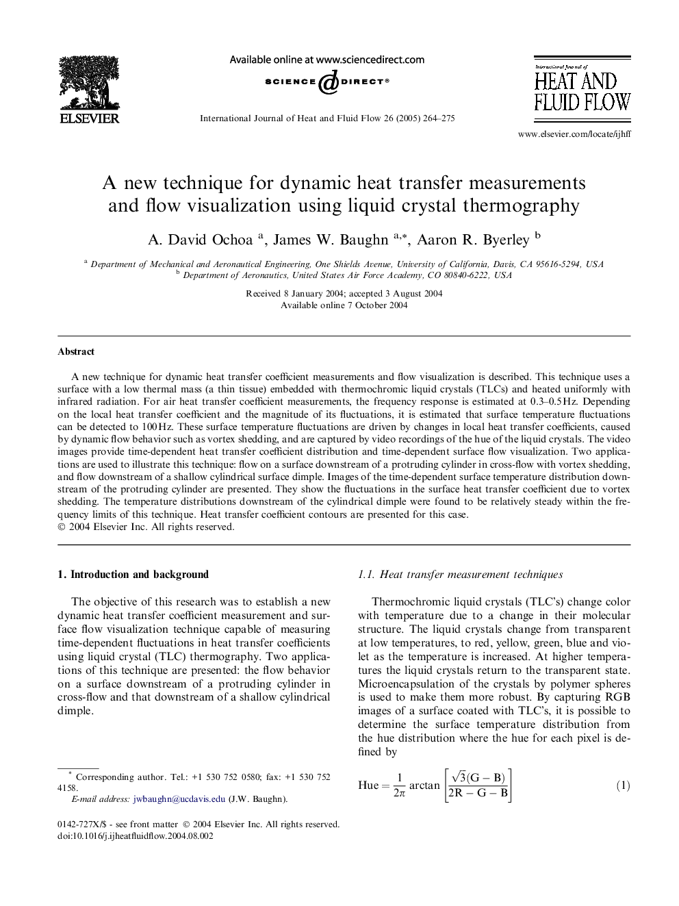 A new technique for dynamic heat transfer measurements and flow visualization using liquid crystal thermography