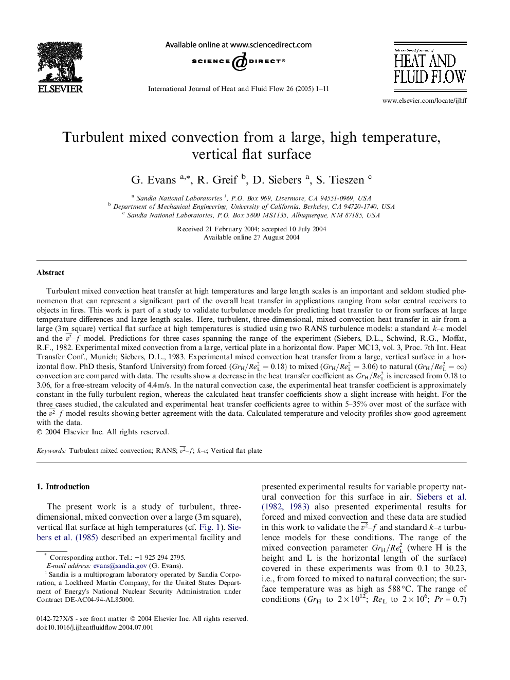 Turbulent mixed convection from a large, high temperature, vertical flat surface