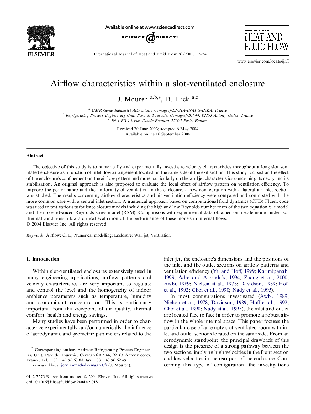 Airflow characteristics within a slot-ventilated enclosure