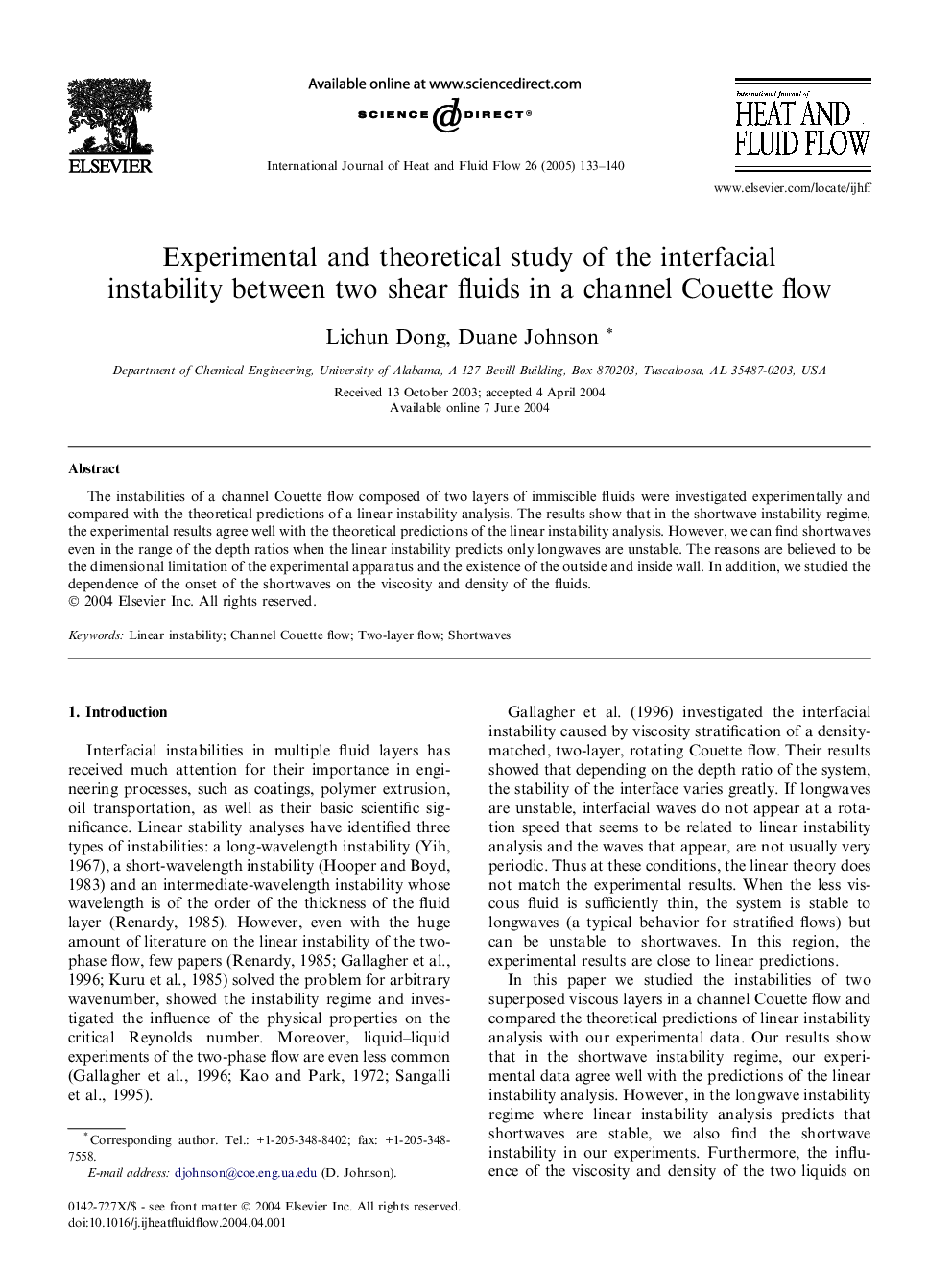 Experimental and theoretical study of the interfacial instability between two shear fluids in a channel Couette flow