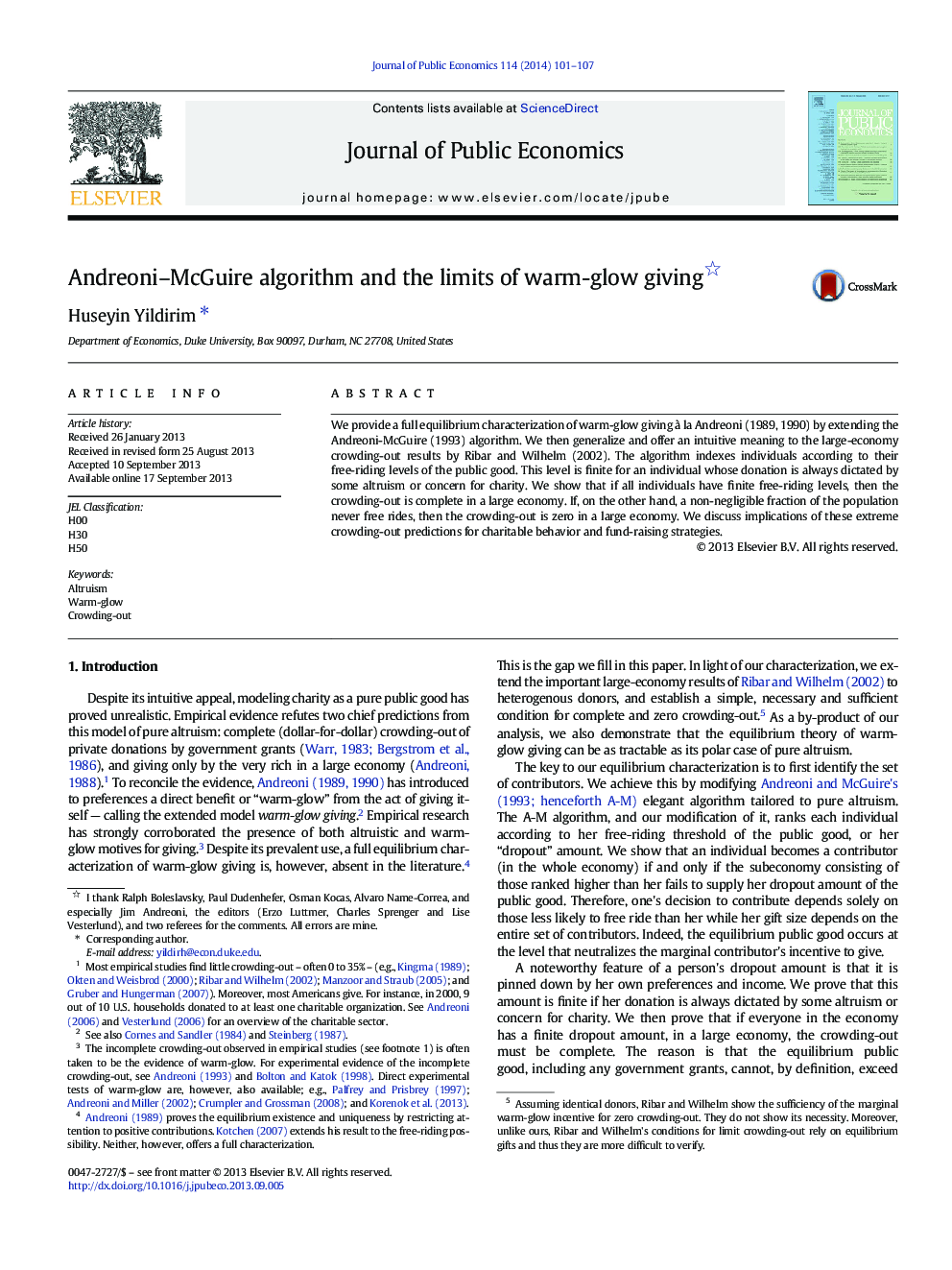 Andreoni–McGuire algorithm and the limits of warm-glow giving 