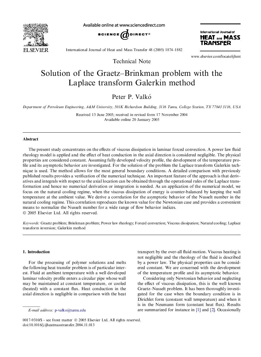 Solution of the Graetz-Brinkman problem with the Laplace transform Galerkin method