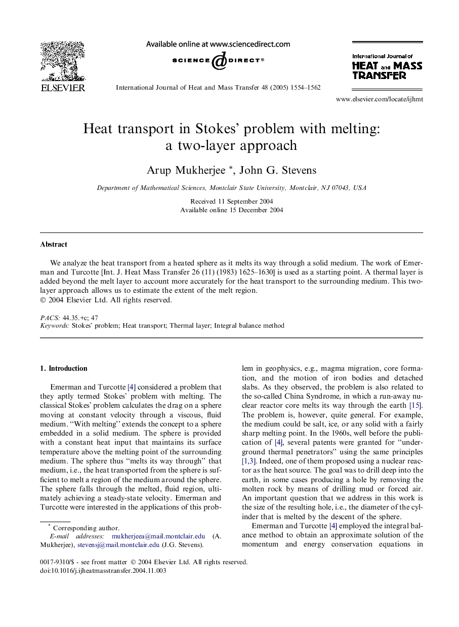 Heat transport in Stokes' problem with melting: a two-layer approach