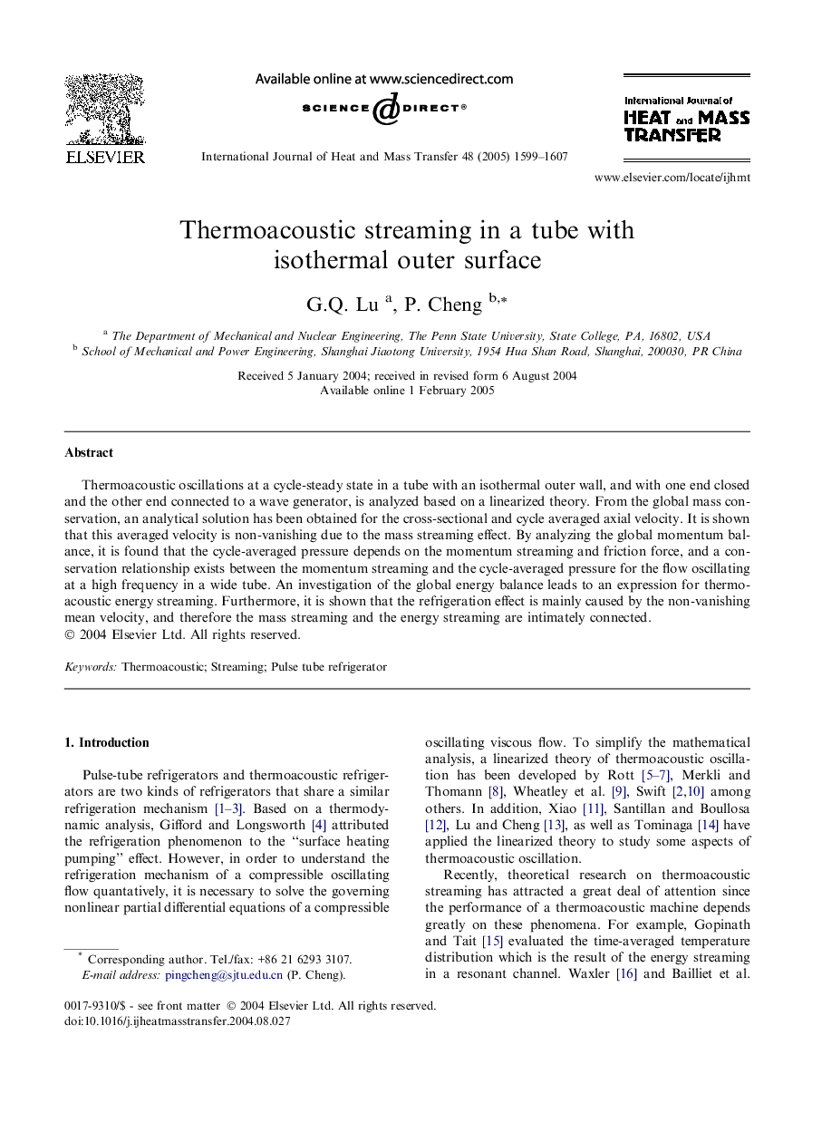 Thermoacoustic streaming in a tube with isothermal outer surface