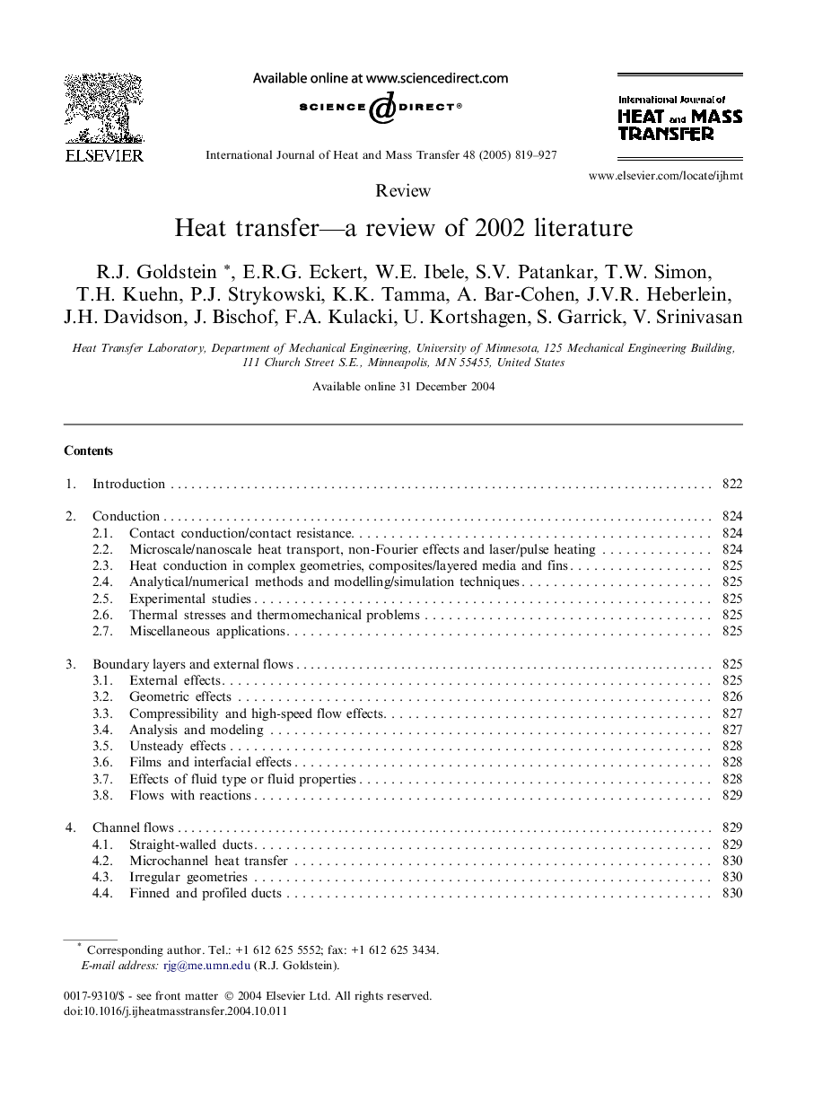 Heat transfer-a review of 2002 literature