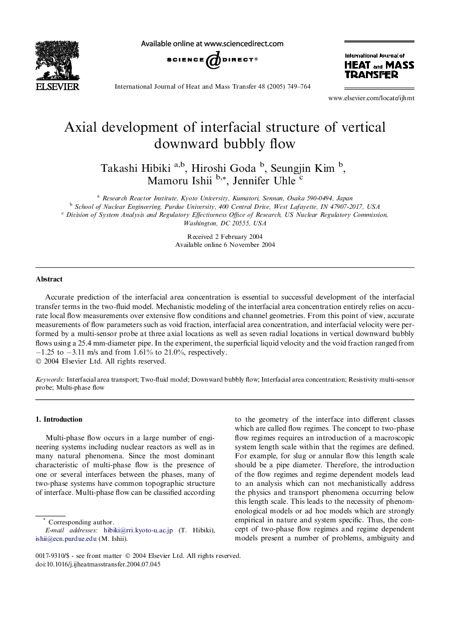 Axial development of interfacial structure of vertical downward bubbly flow