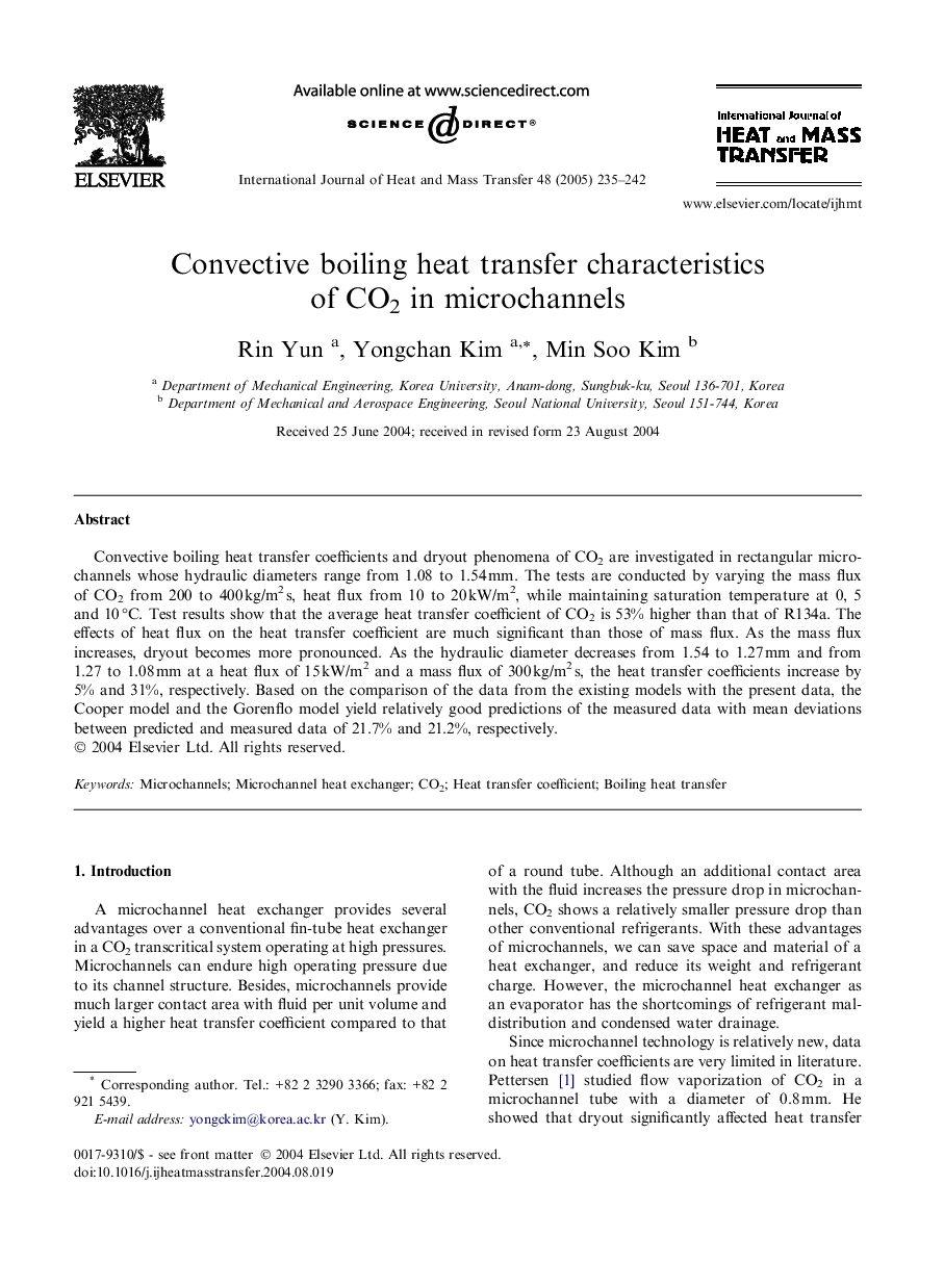 Convective boiling heat transfer characteristics of CO2 in microchannels