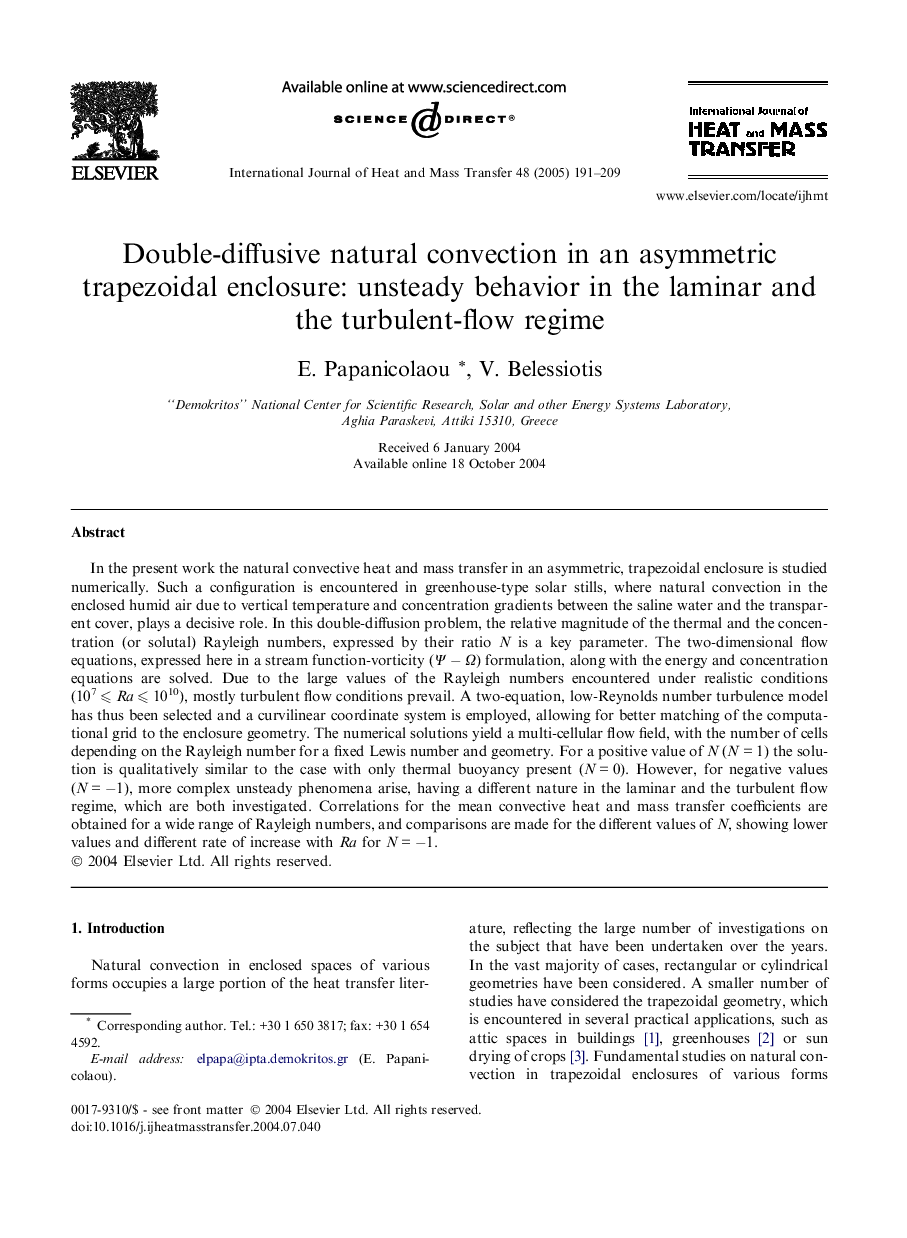 Double-diffusive natural convection in an asymmetric trapezoidal enclosure: unsteady behavior in the laminar and the turbulent-flow regime