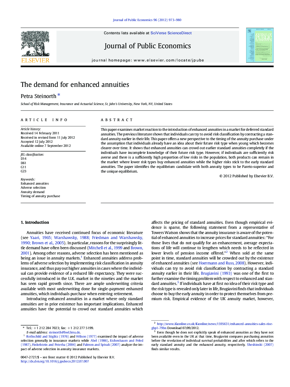 The demand for enhanced annuities