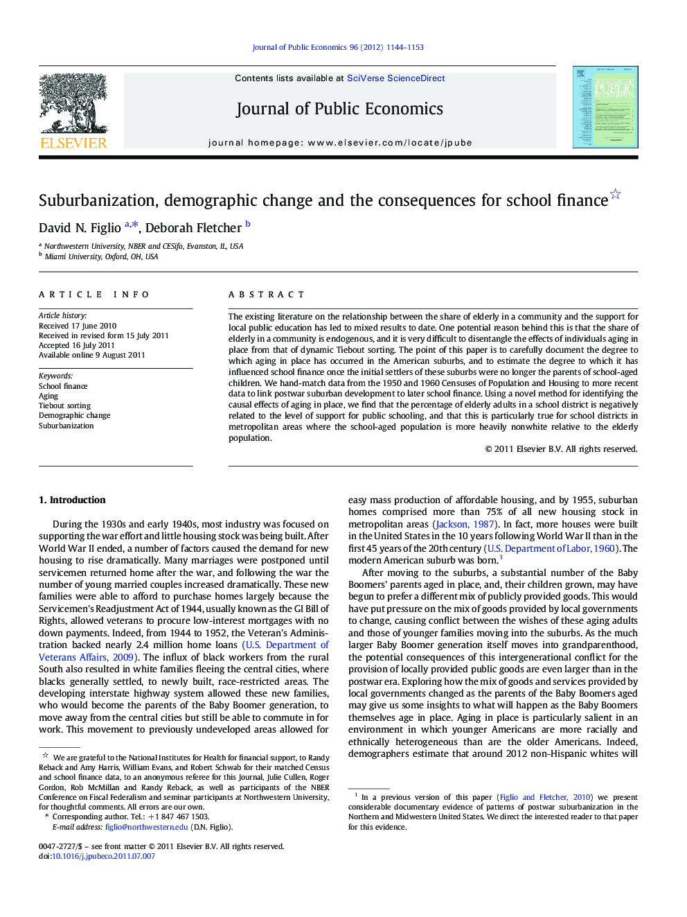 Suburbanization, demographic change and the consequences for school finance