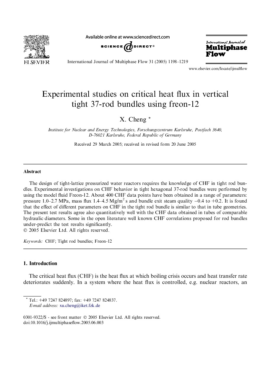 Experimental studies on critical heat flux in vertical tight 37-rod bundles using freon-12