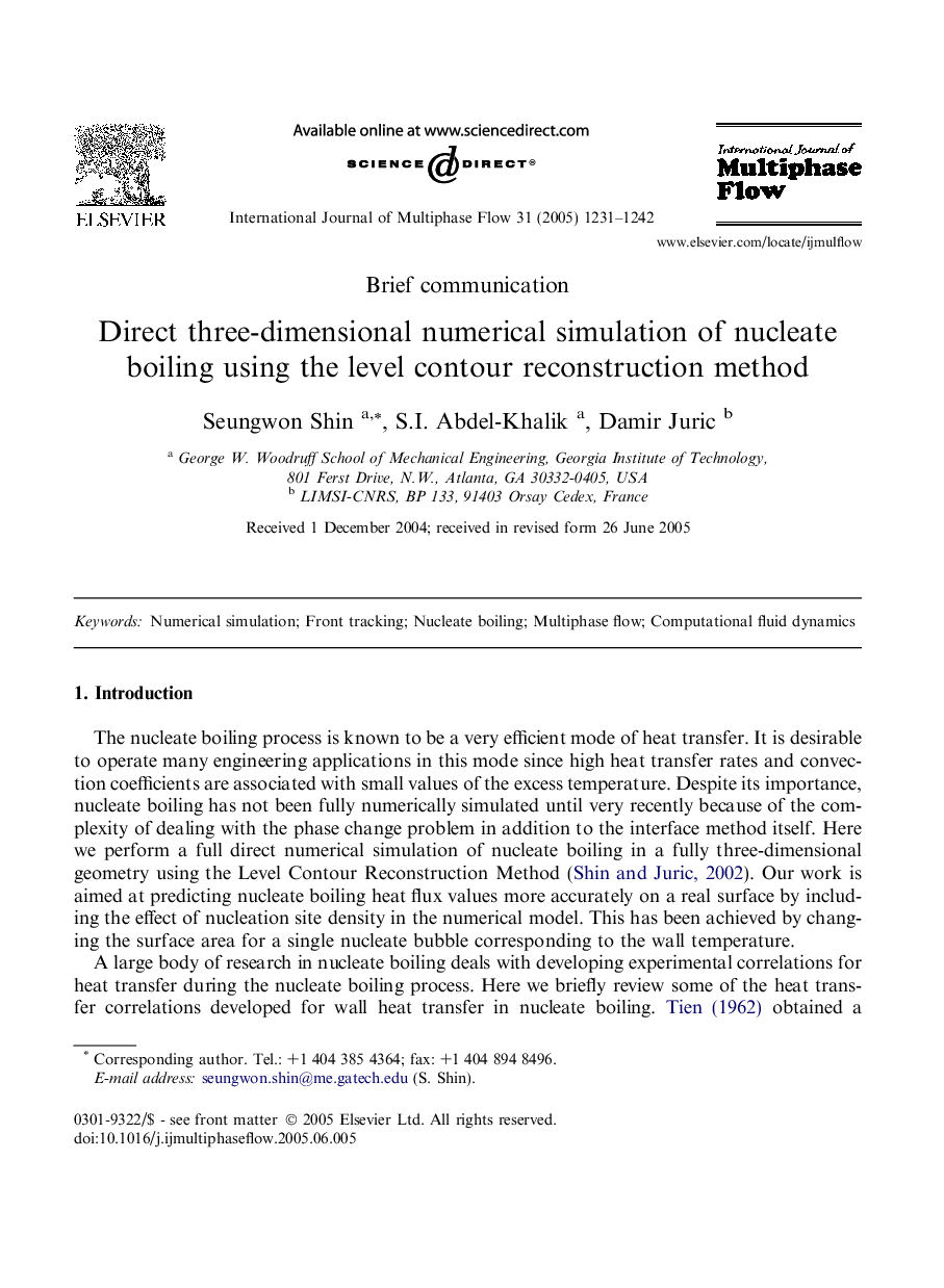 Direct three-dimensional numerical simulation of nucleate boiling using the level contour reconstruction method