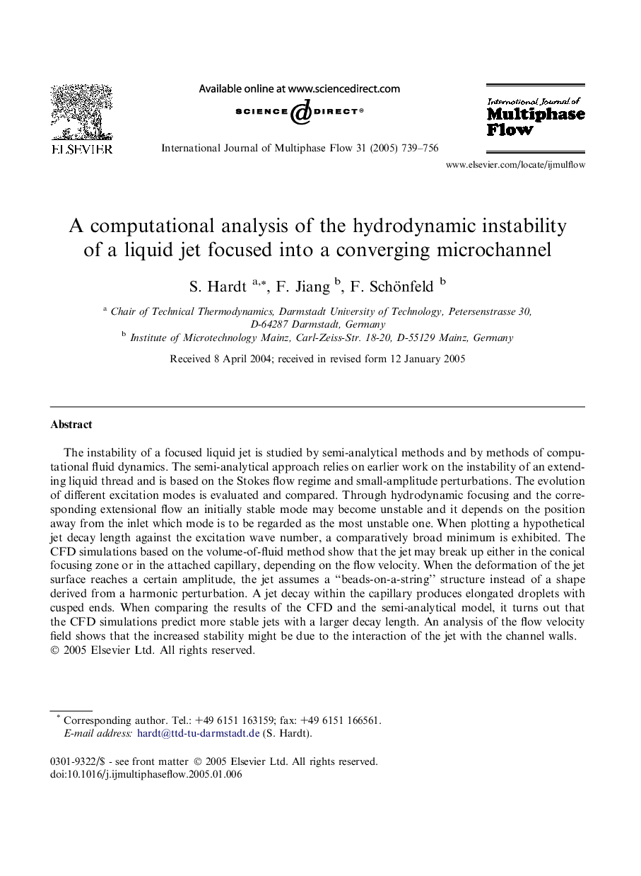 A computational analysis of the hydrodynamic instability of a liquid jet focused into a converging microchannel