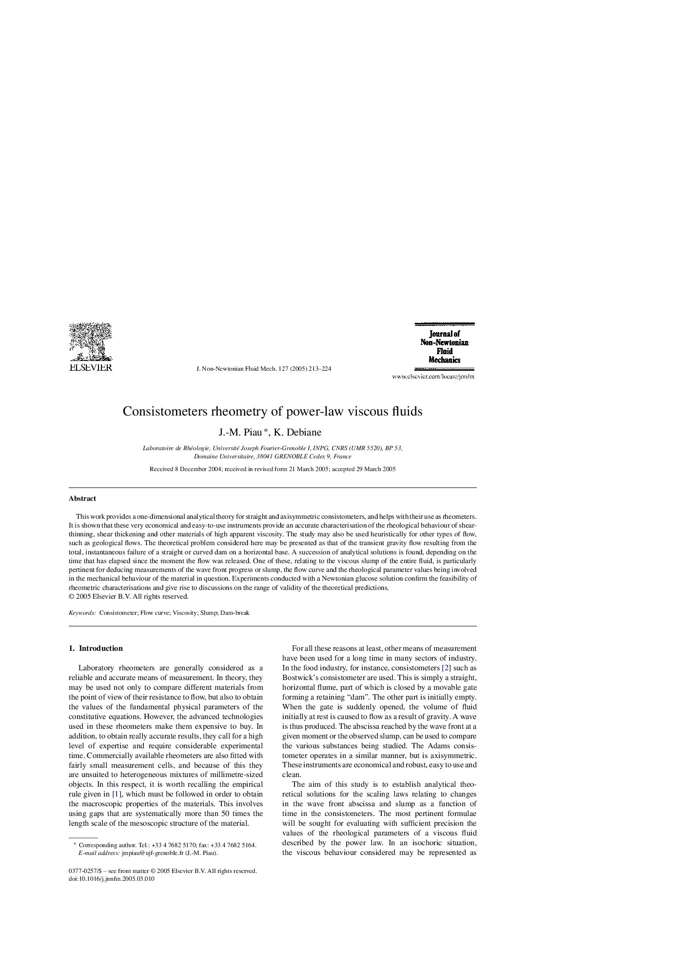 Consistometers rheometry of power-law viscous fluids