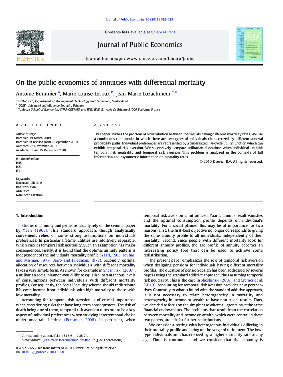 On the public economics of annuities with differential mortality