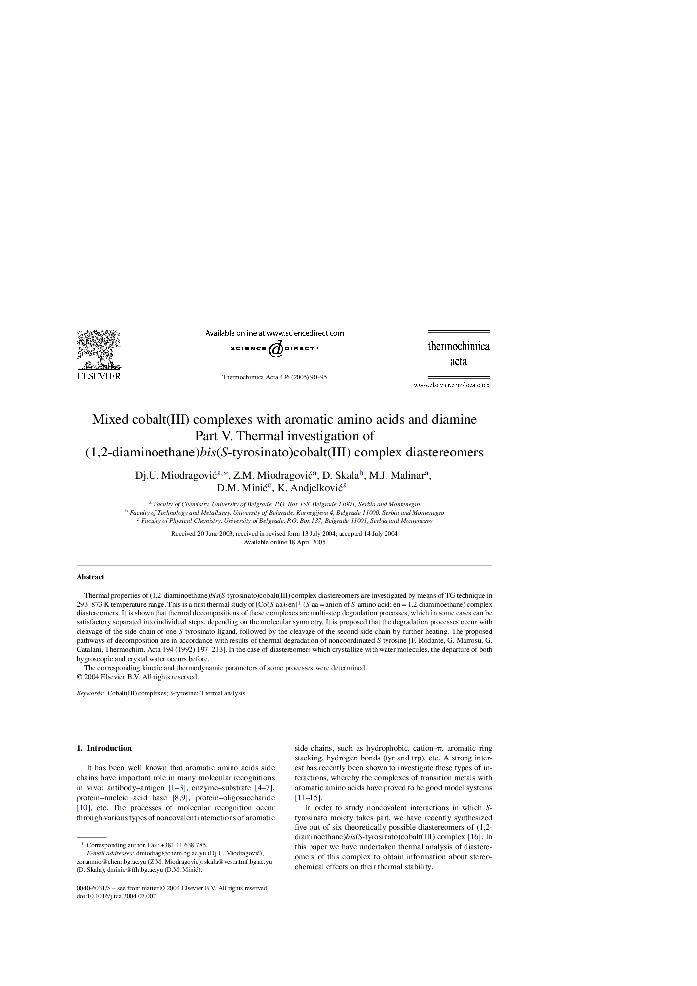 Mixed cobalt(III) complexes with aromatic amino acids and diamine