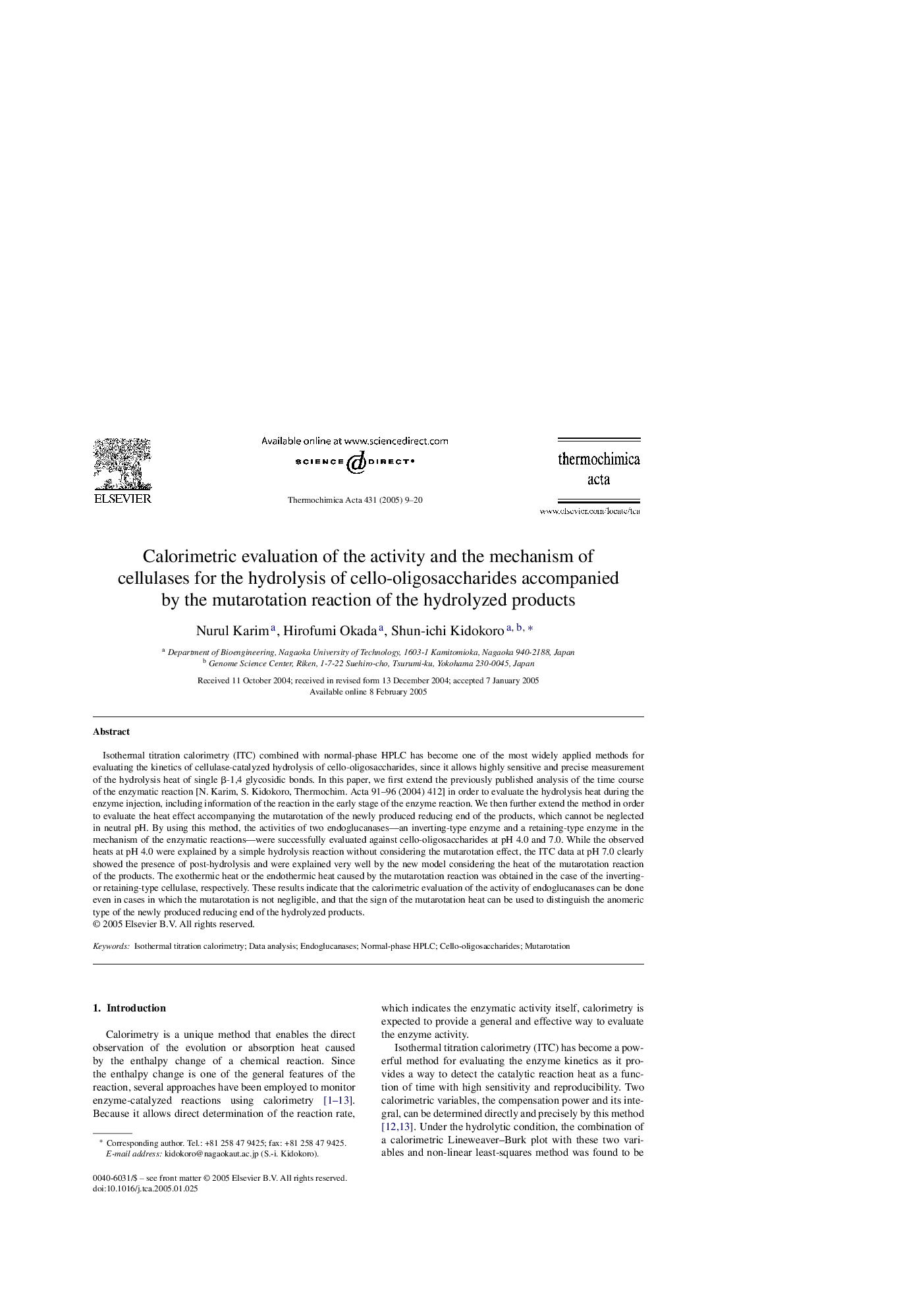 Calorimetric evaluation of the activity and the mechanism of cellulases for the hydrolysis of cello-oligosaccharides accompanied by the mutarotation reaction of the hydrolyzed products