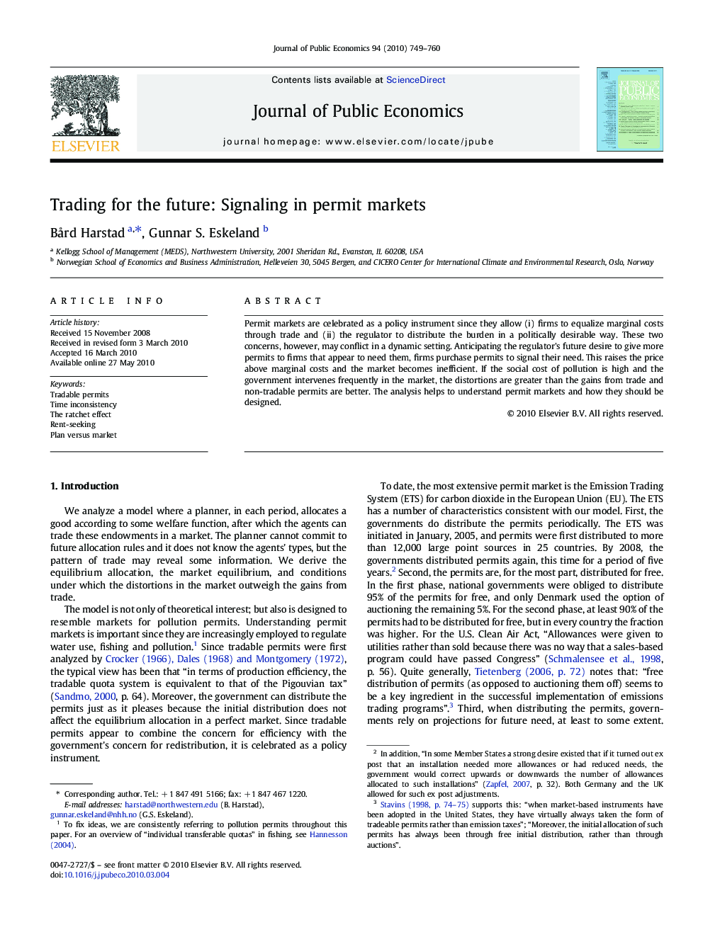 Trading for the future: Signaling in permit markets