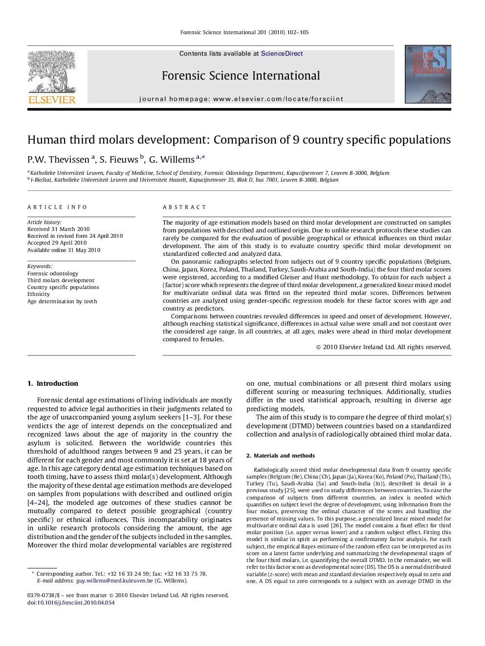 Human third molars development: Comparison of 9 country specific populations