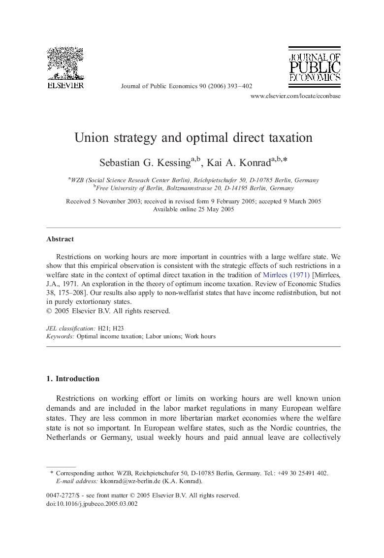 Union strategy and optimal direct taxation