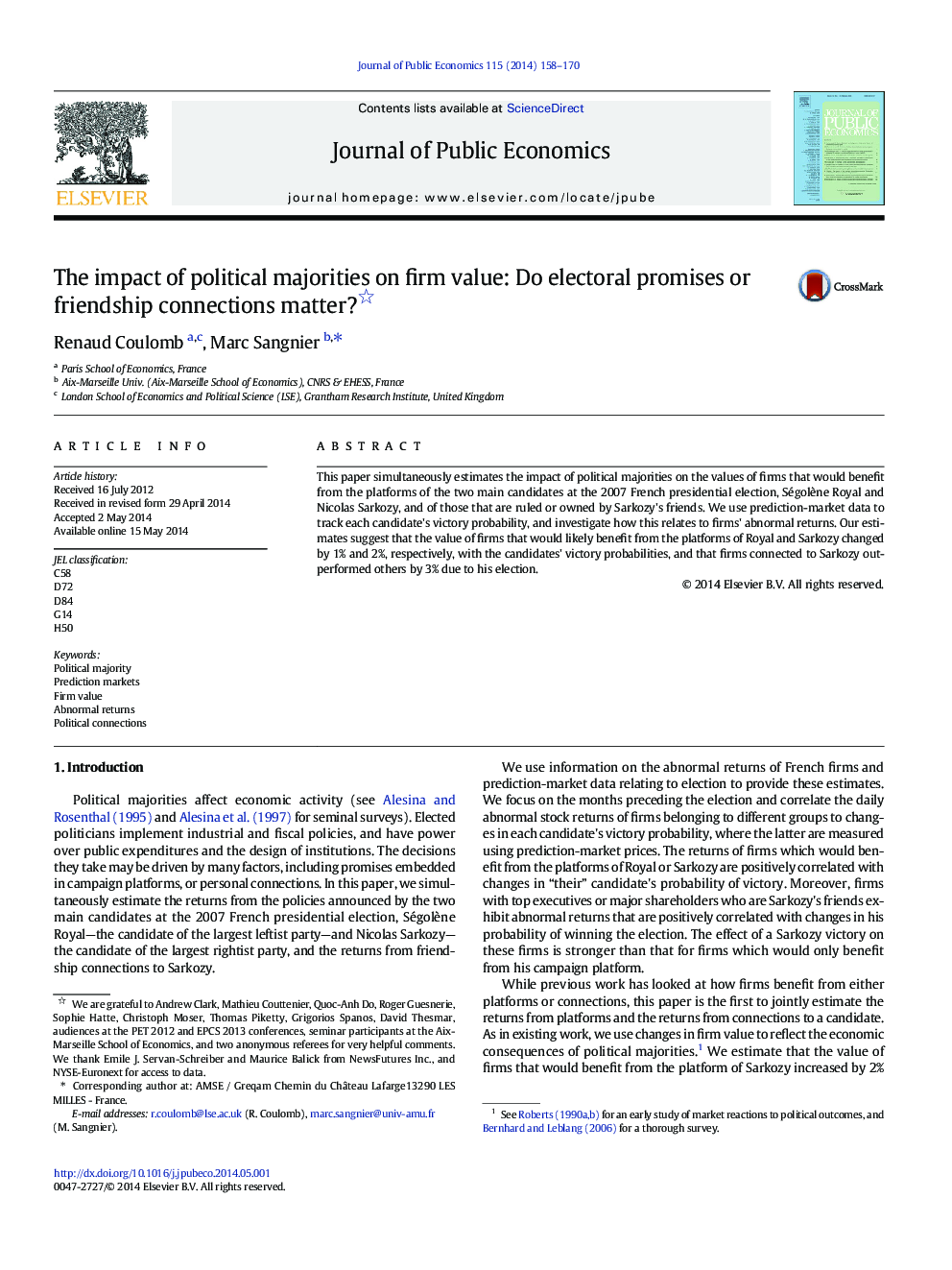 The impact of political majorities on firm value: Do electoral promises or friendship connections matter? 