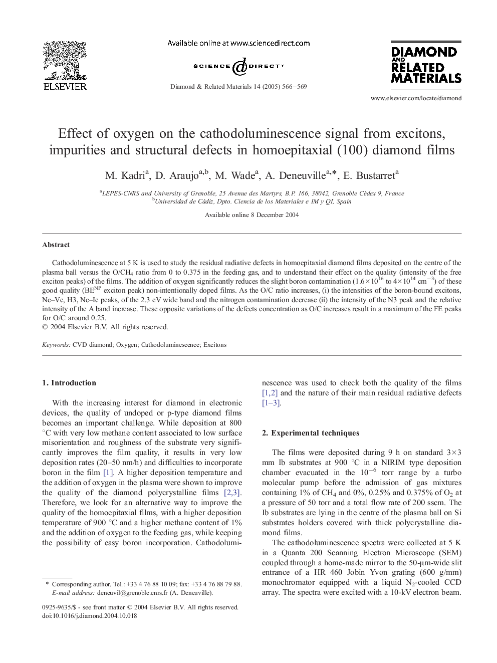 Effect of oxygen on the cathodoluminescence signal from excitons, impurities and structural defects in homoepitaxial (100) diamond films