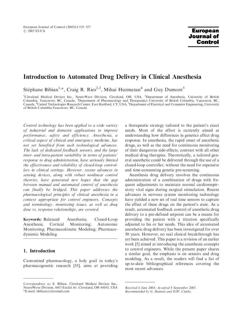 Introduction to Automated Drug Delivery in Clinical Anesthesia