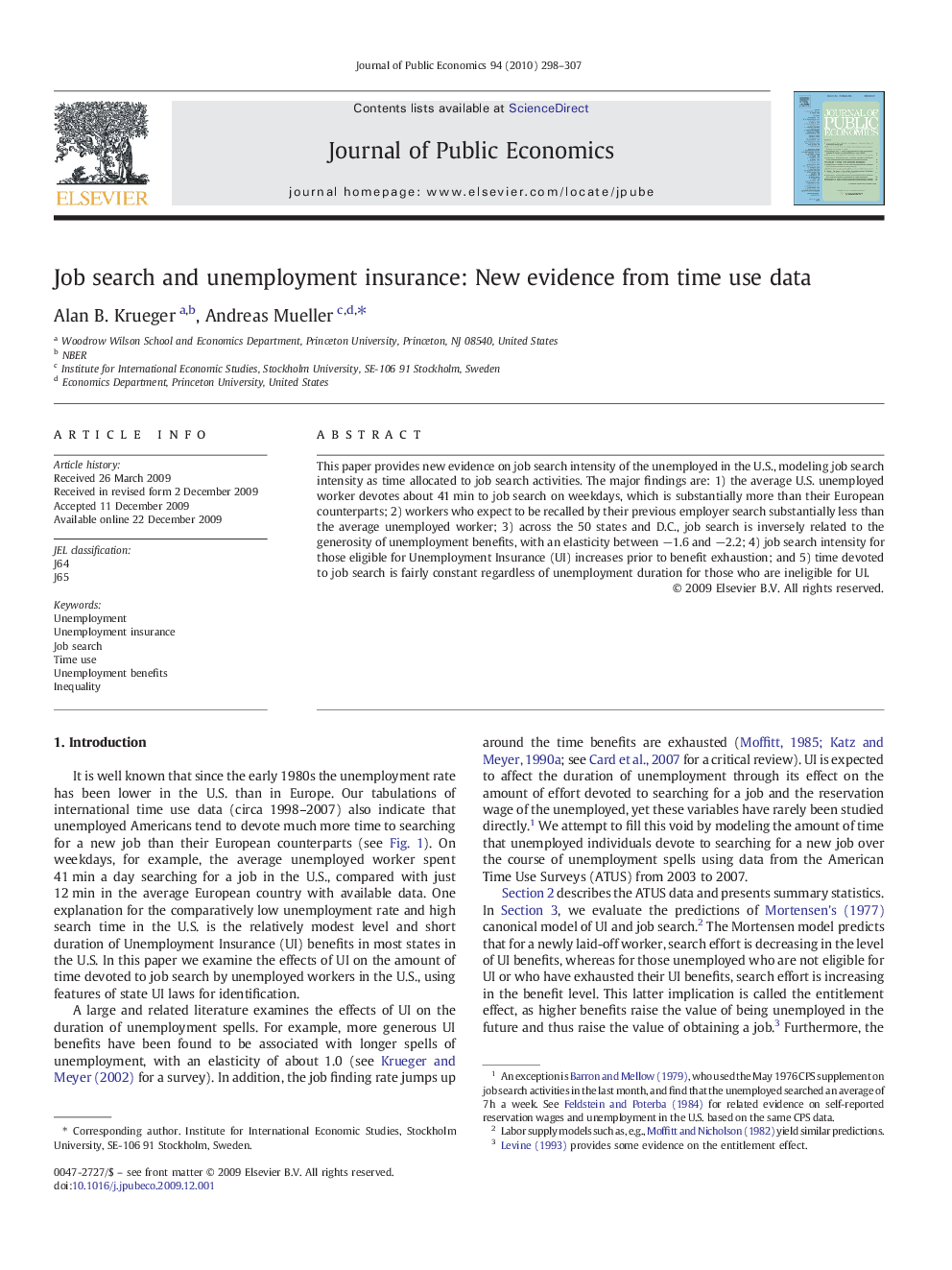 Job search and unemployment insurance: New evidence from time use data