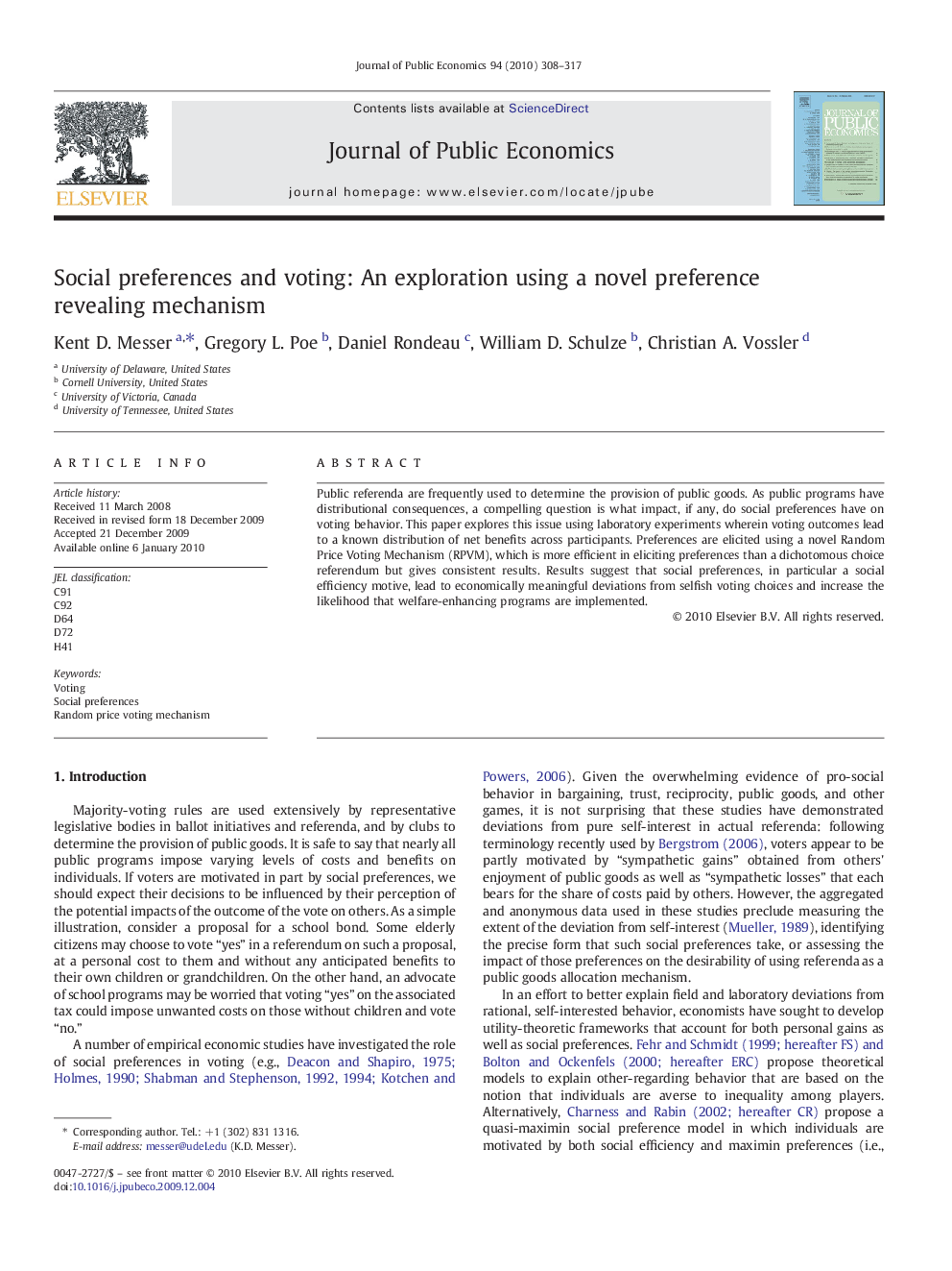 Social preferences and voting: An exploration using a novel preference revealing mechanism