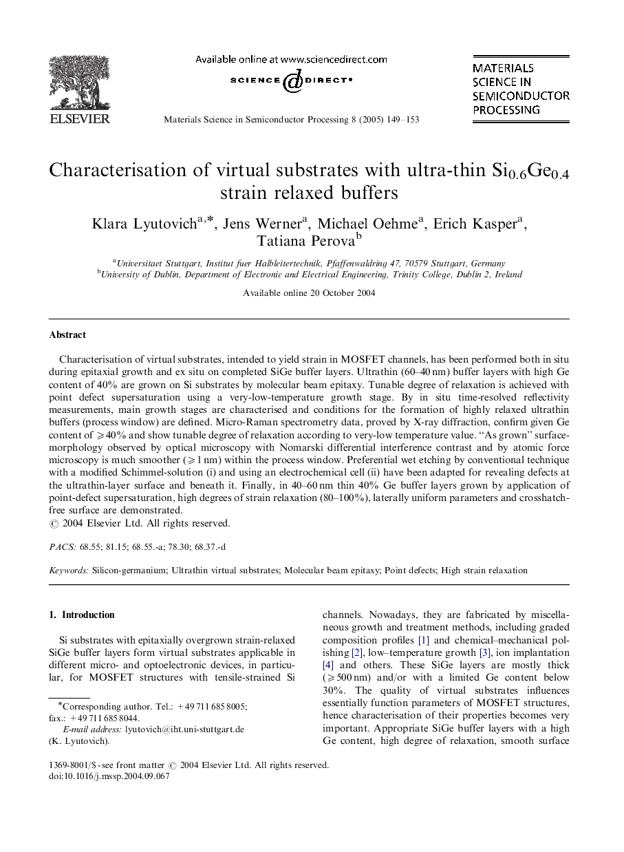 Characterisation of virtual substrates with ultra-thin Si0.6Ge0.4 strain relaxed buffers