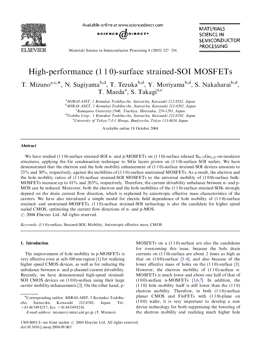 High-performance (1Â 1Â 0)-surface strained-SOI MOSFETs