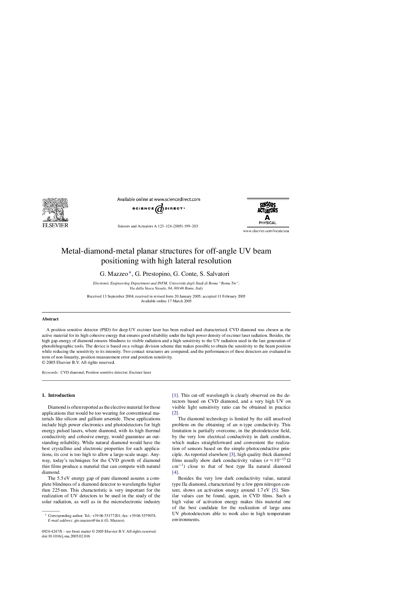 Metal-diamond-metal planar structures for off-angle UV beam positioning with high lateral resolution