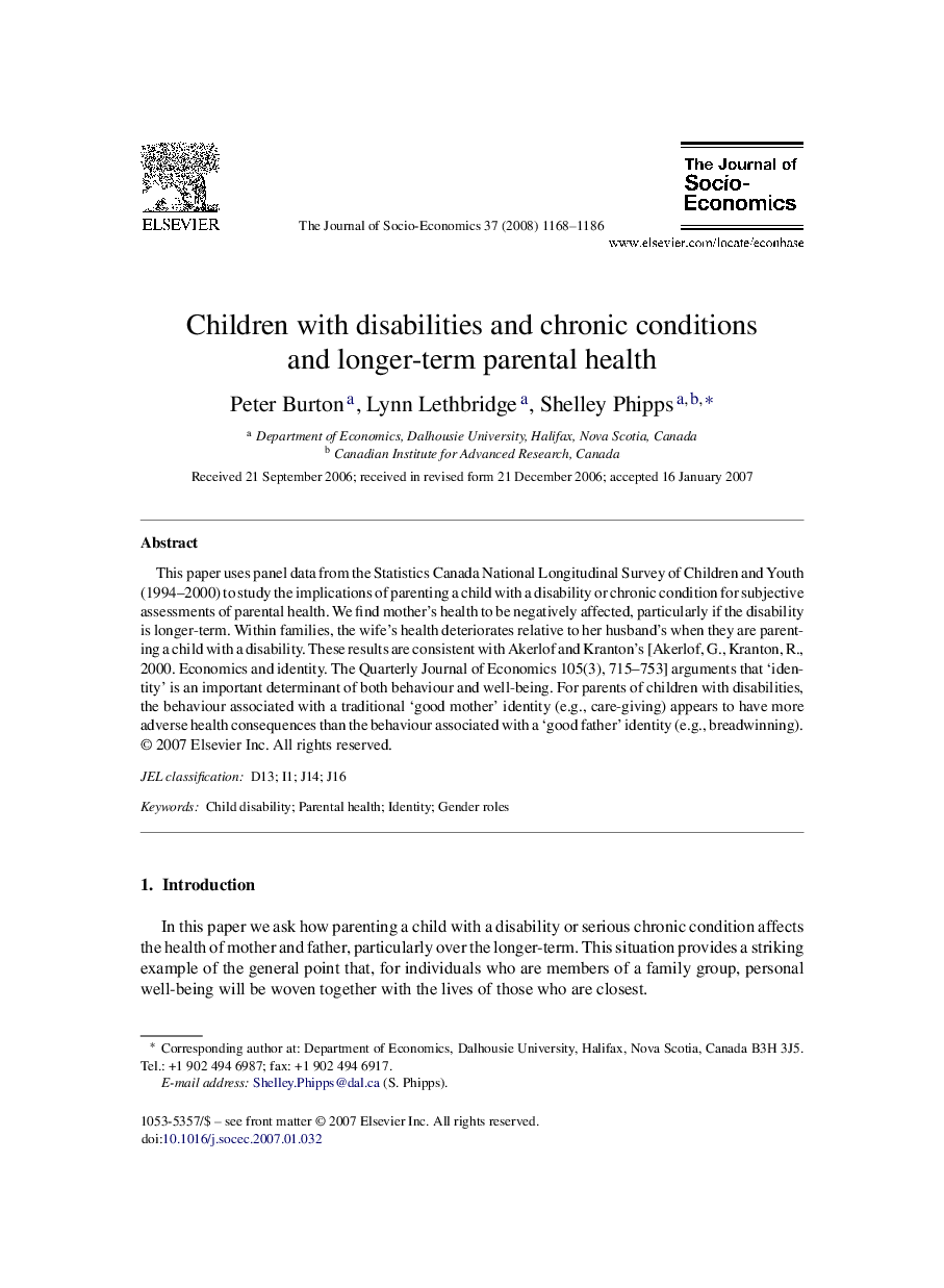 Children with disabilities and chronic conditions and longer-term parental health