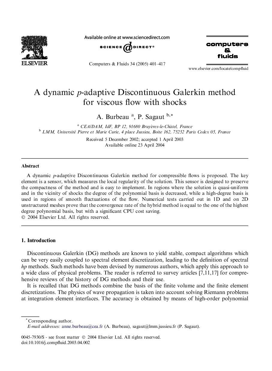 A dynamic p-adaptive Discontinuous Galerkin method for viscous flow with shocks