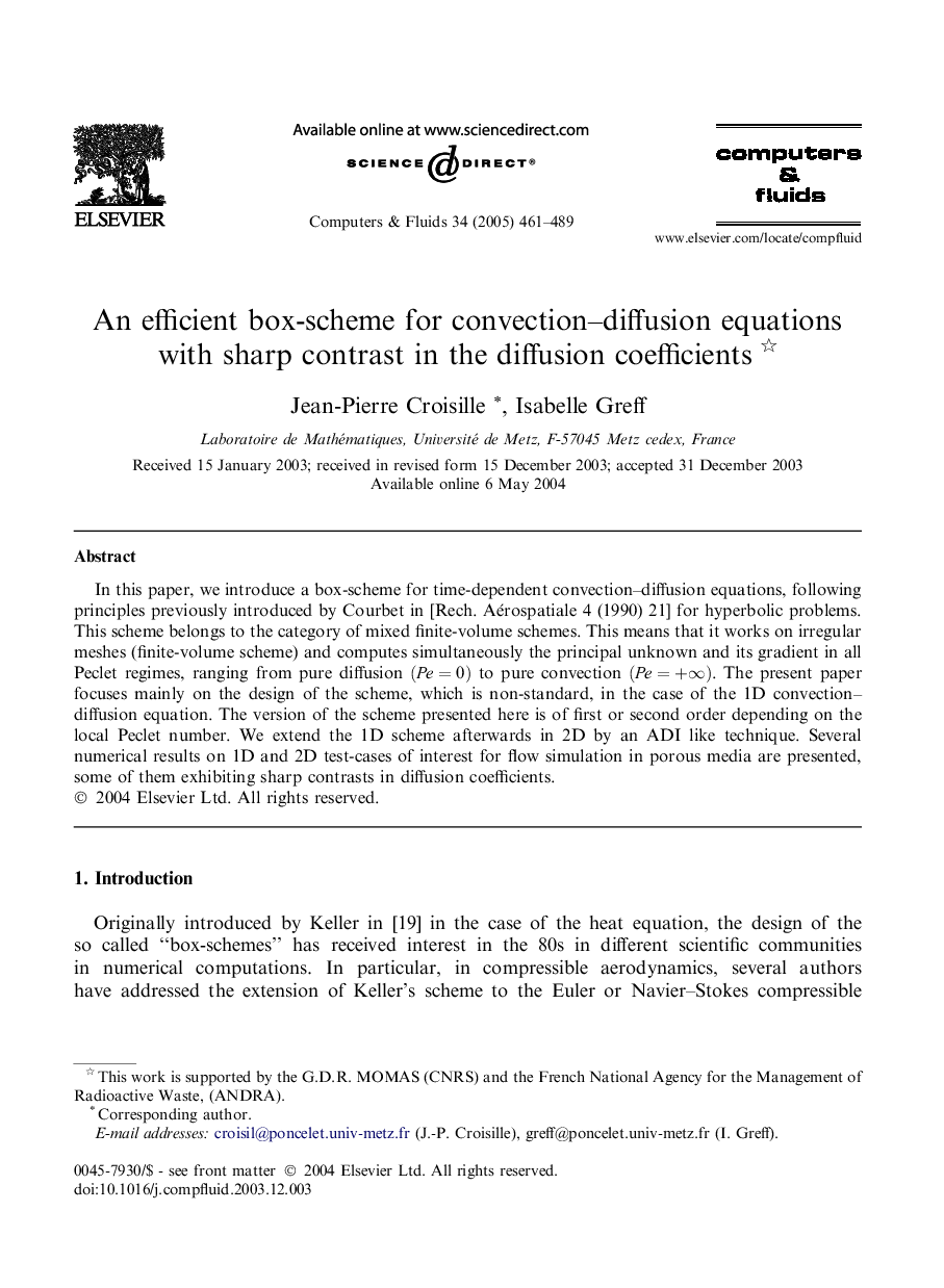 An efficient box-scheme for convection-diffusion equations with sharp contrast in the diffusion coefficients