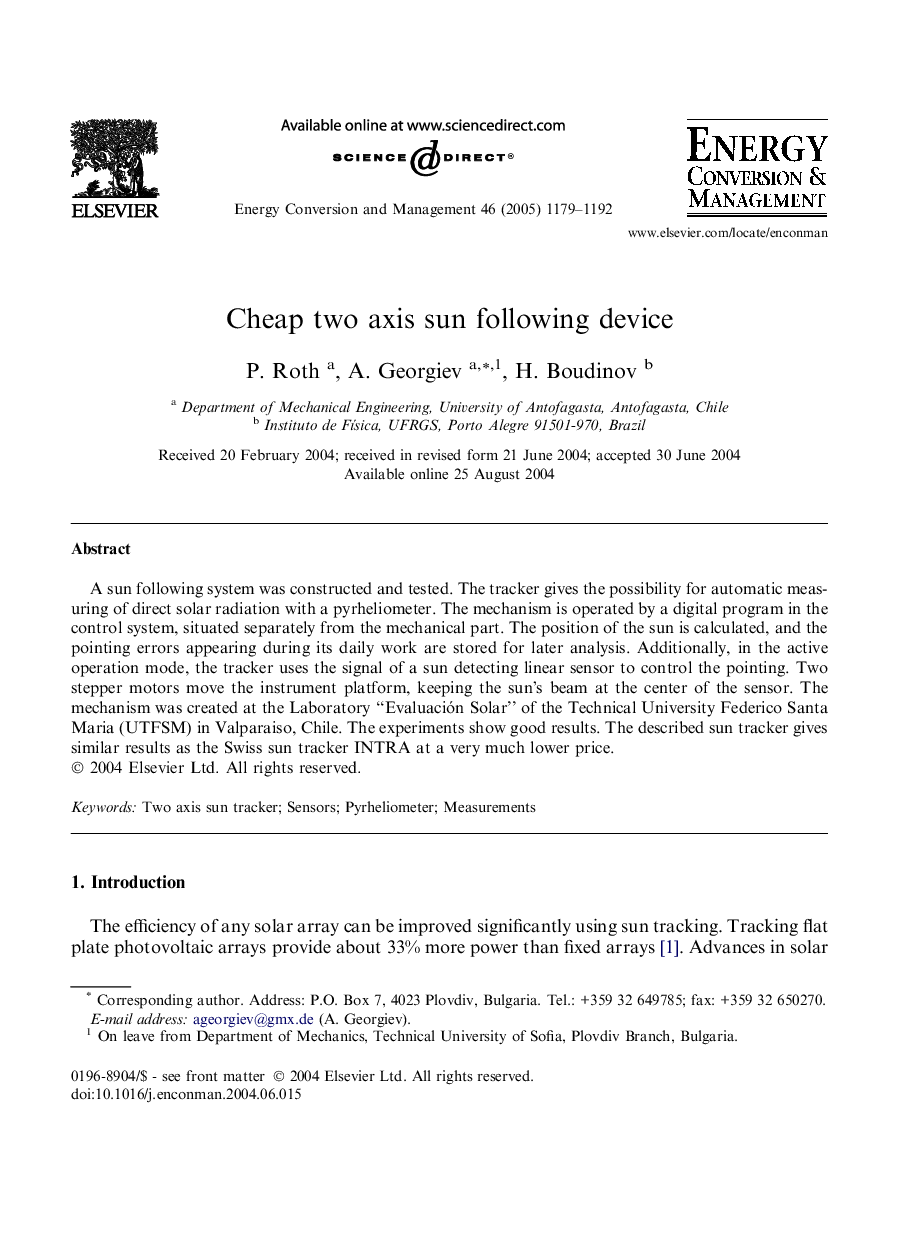 Cheap two axis sun following device