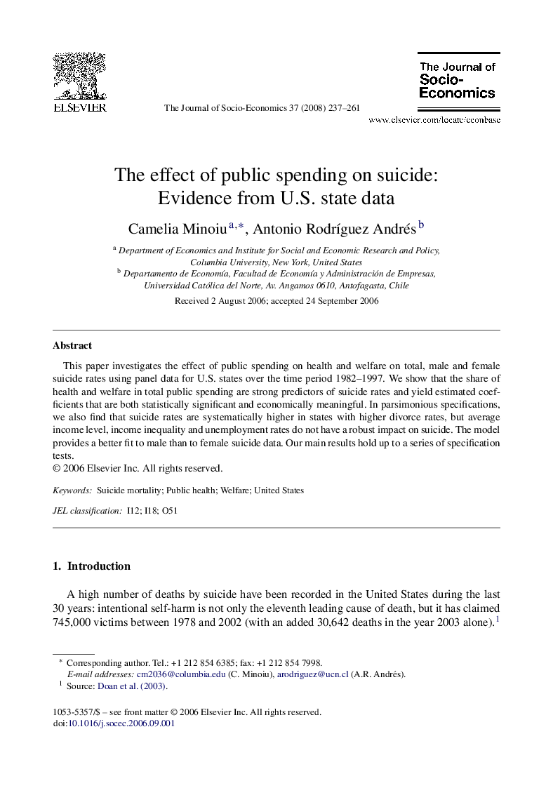 The effect of public spending on suicide: Evidence from U.S. state data