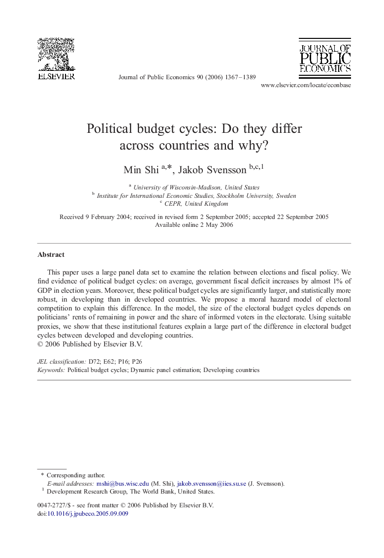 Political budget cycles: Do they differ across countries and why?