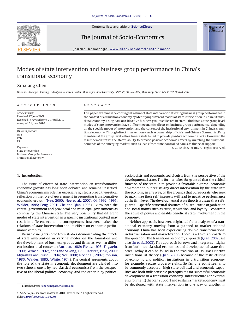 Modes of state intervention and business group performance in China's transitional economy