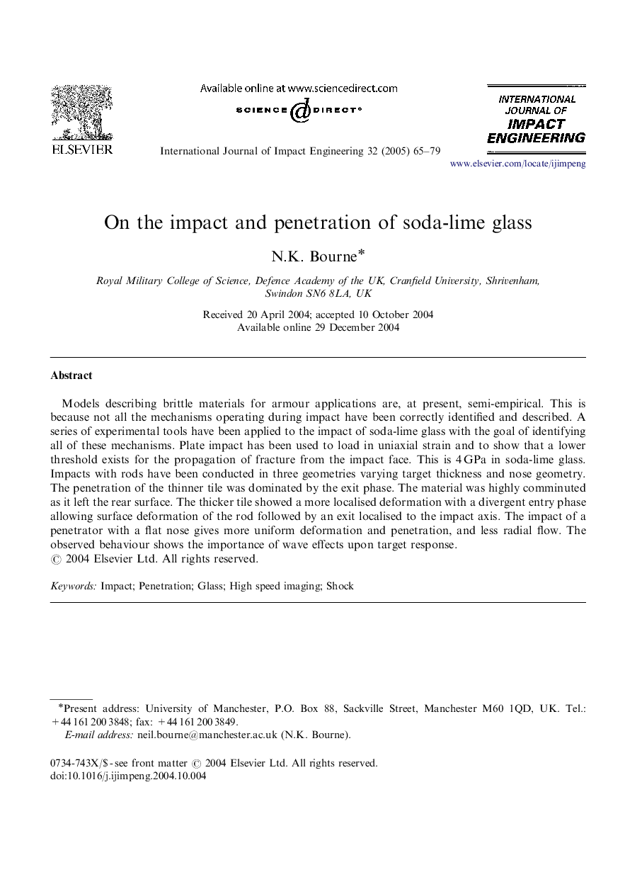 On the impact and penetration of soda-lime glass