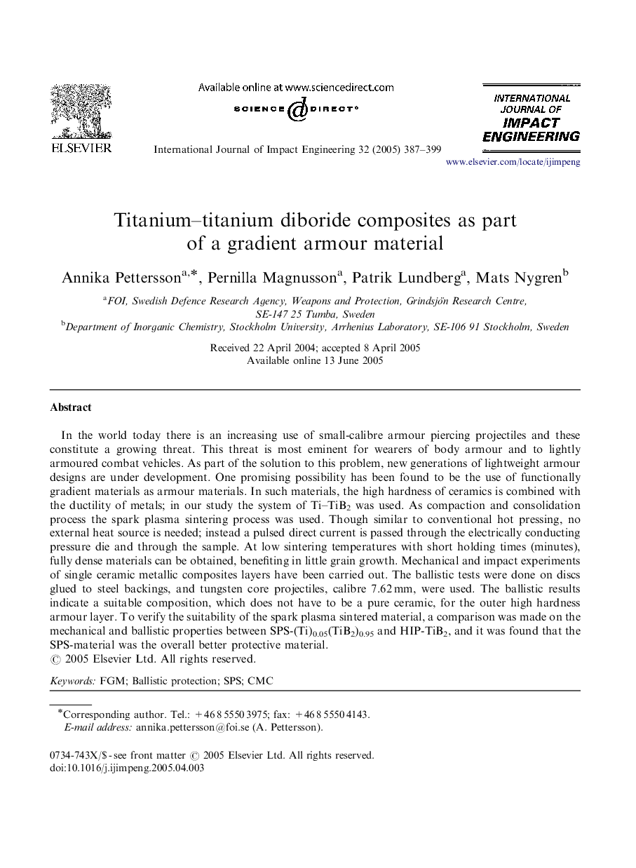 Titanium-titanium diboride composites as part of a gradient armour material