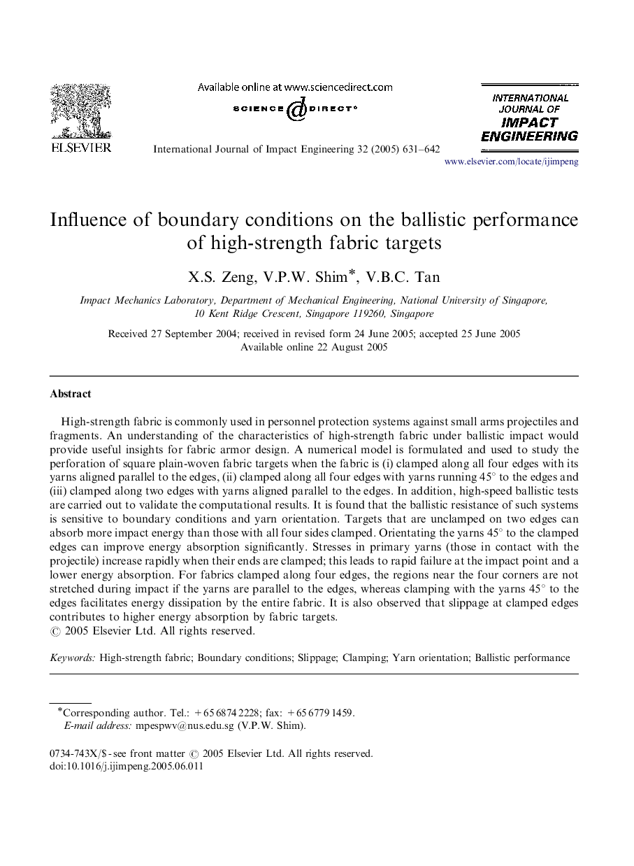 Influence of boundary conditions on the ballistic performance of high-strength fabric targets