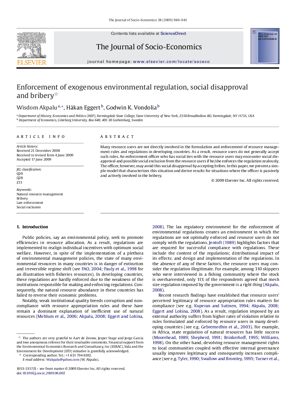 Enforcement of exogenous environmental regulation, social disapproval and bribery 