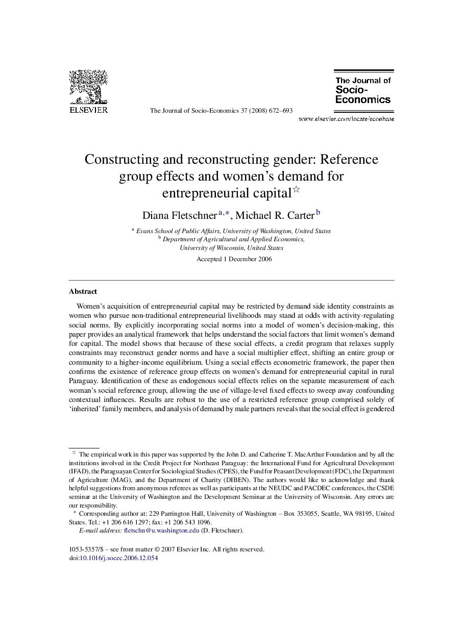 Constructing and reconstructing gender: Reference group effects and women's demand for entrepreneurial capital 